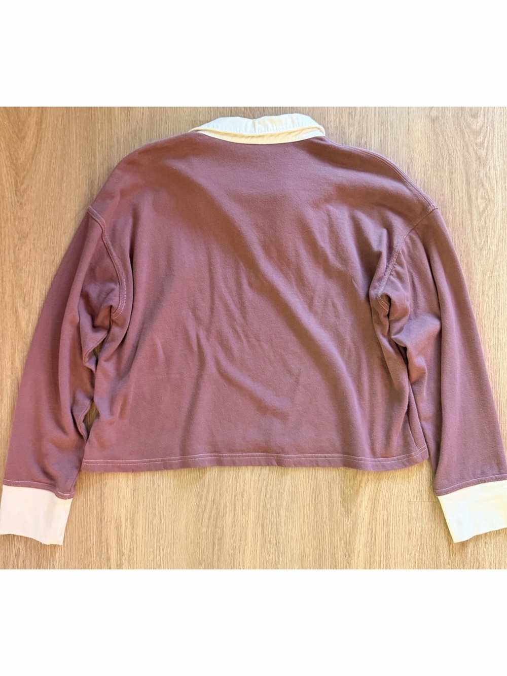 Aerie Long Sleeve Cropped Polo T-Shirt in Mauve, Size M - Picture 3 of 11